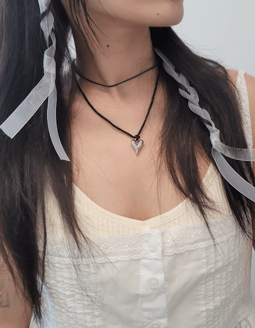 mini sharp heart necklace (2colors)