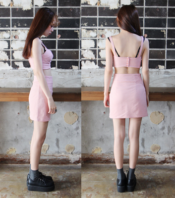 dot mini top + skirt set(네이비스커트만)