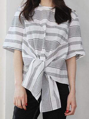 knot front striped blouse (3 colors)
