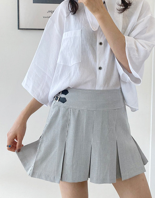 side buckle check skirt (3 colors)