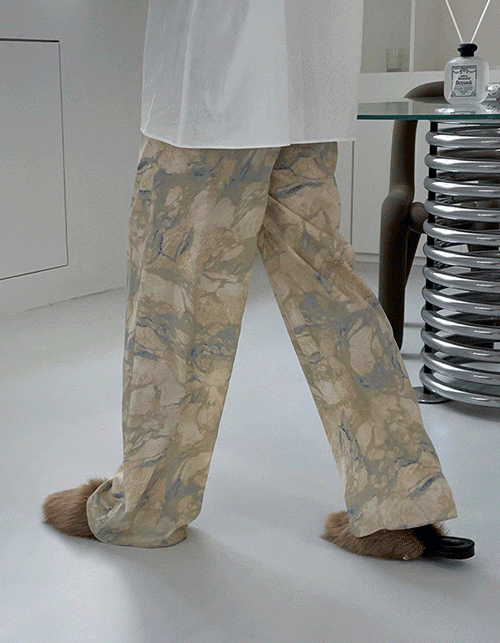 marble pattern wide pants