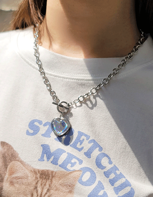 hologram heart bold chain necklace