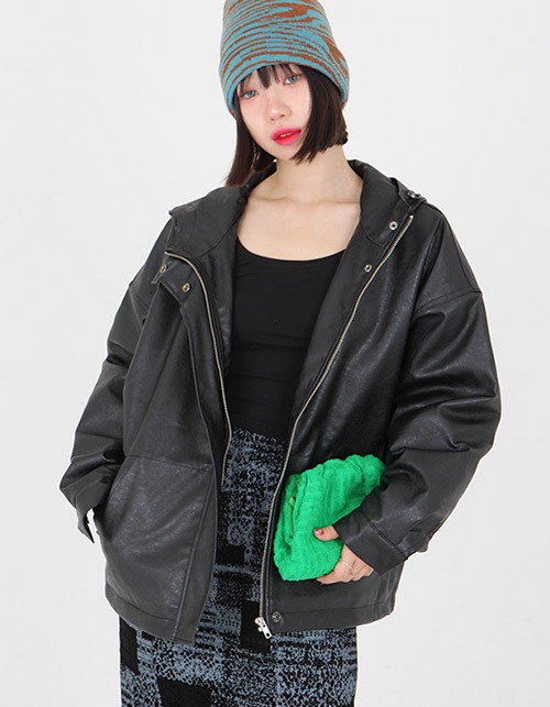 hoodie leather jacket (3 colors)