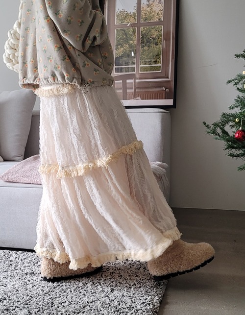 dressy lace fringe skirt (2 colors)