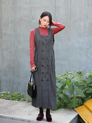 double button overall dress (2 colors)