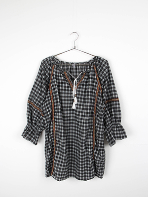 vintage check blouse (2 colors)