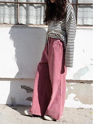 wide corduroy cropped pants (3 colors)