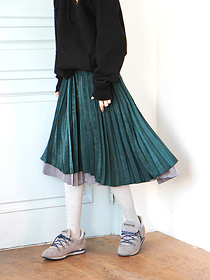 overlap pleats skirts (2 colors)