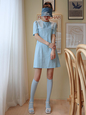 linen retro mini dress (2 colors)
