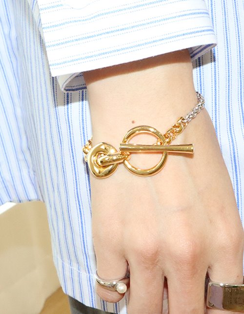gold&amp;silver mix chain bracelet