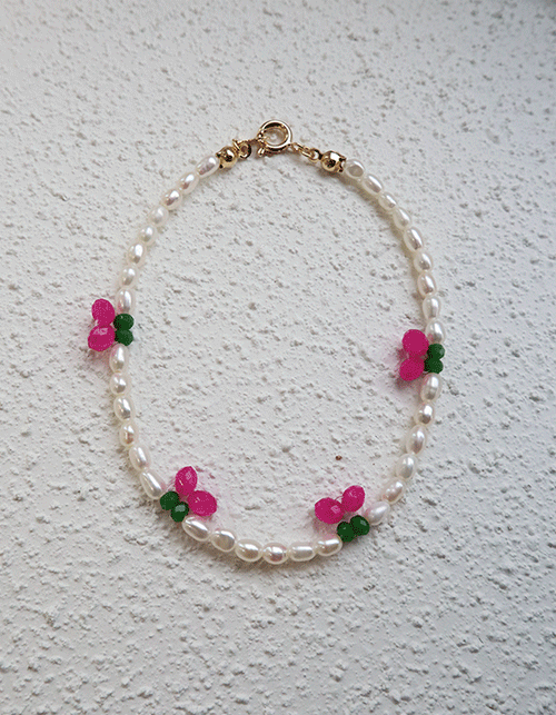 cherry beads pearl bracelet(2 colors)