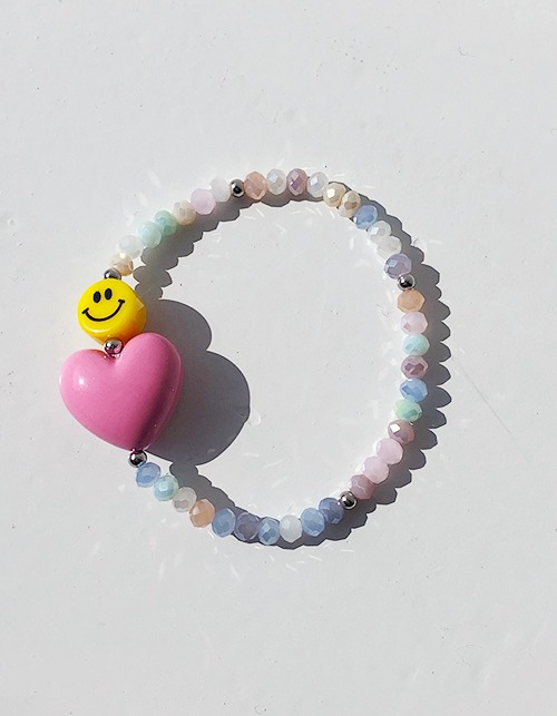 pink heart smile pastel beads bracelet
