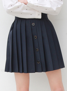 button pleats skirt  (3color)