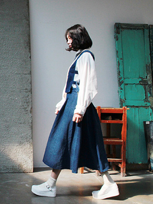 denim size belt vest+ denim long skirt (3 option)
