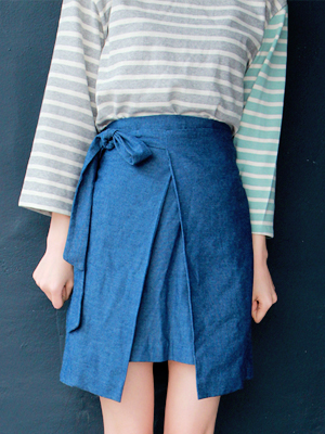 waist tie wrap skirt (2 colors)